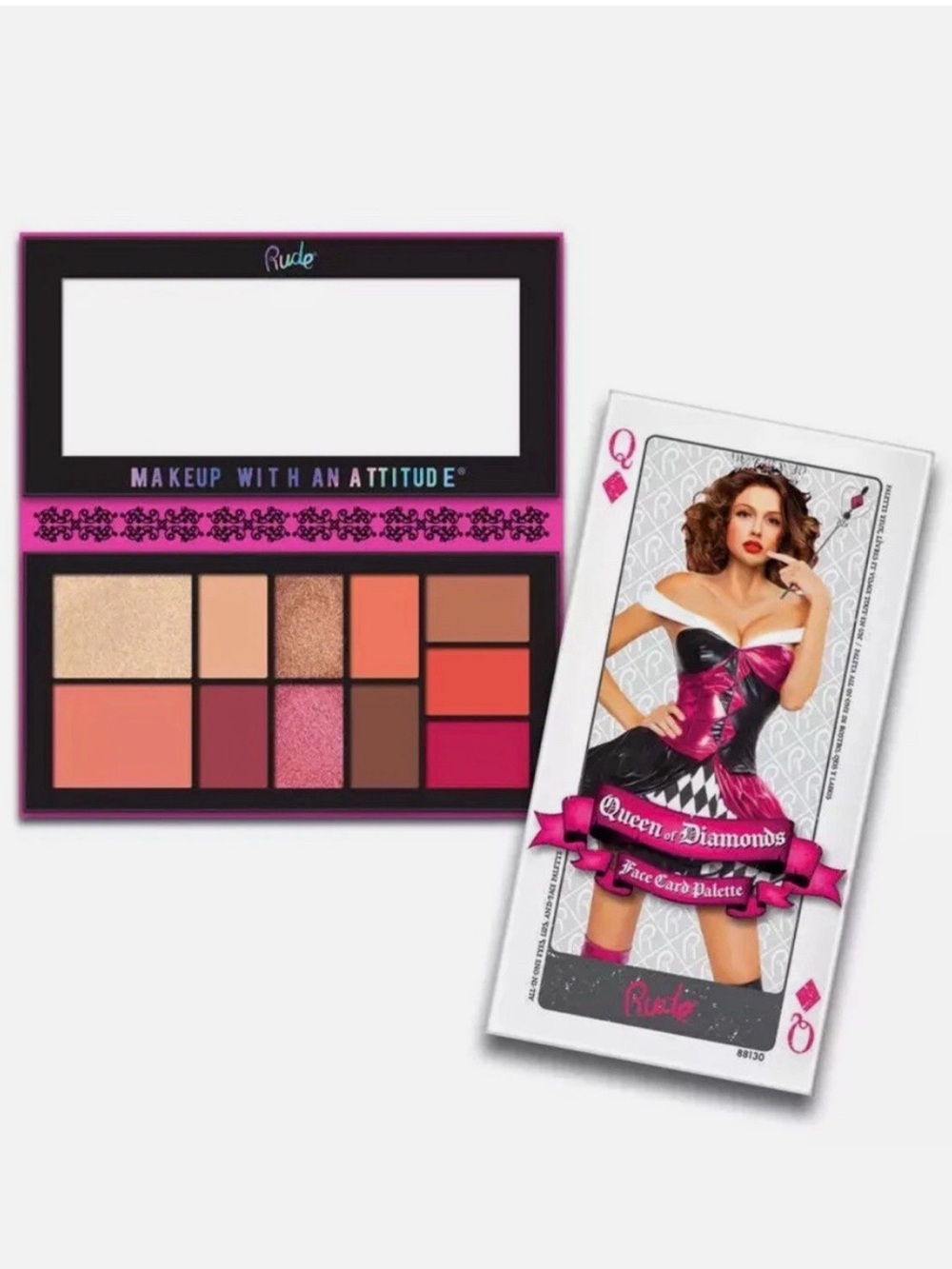 Rude Cosmetics Queen of Diamonds Face Card Palette Brand New in Box Face Lip Eye